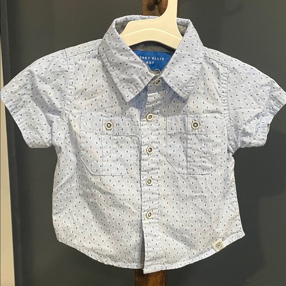 Perry Ellis Kids' Light Blue Patterned Button-Down Shirt - Picture 1 of 5